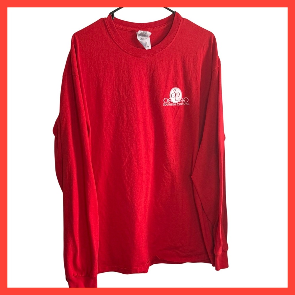 Southern Couture Christmas Long Sleeve Graphic T-Shirt Red XL Gildan